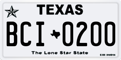 TX license plate BCI0200