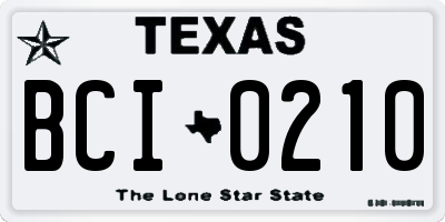 TX license plate BCI0210