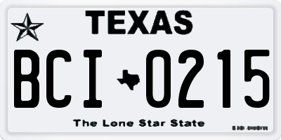 TX license plate BCI0215