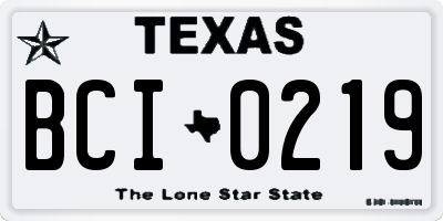 TX license plate BCI0219