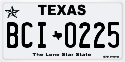 TX license plate BCI0225