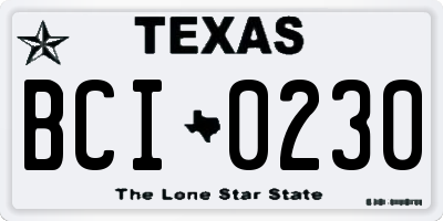 TX license plate BCI0230