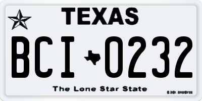 TX license plate BCI0232