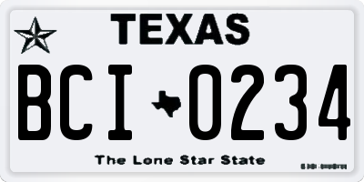 TX license plate BCI0234