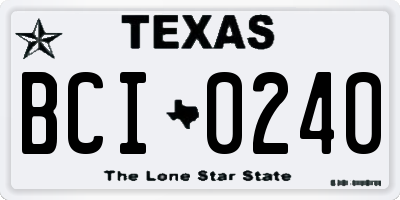 TX license plate BCI0240