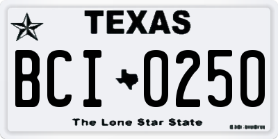 TX license plate BCI0250