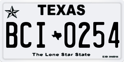 TX license plate BCI0254