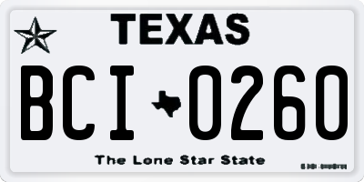TX license plate BCI0260