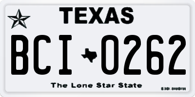 TX license plate BCI0262