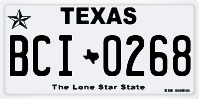 TX license plate BCI0268