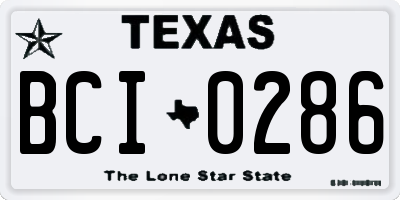 TX license plate BCI0286