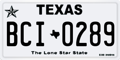 TX license plate BCI0289