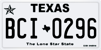 TX license plate BCI0296