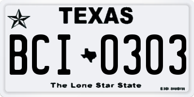 TX license plate BCI0303