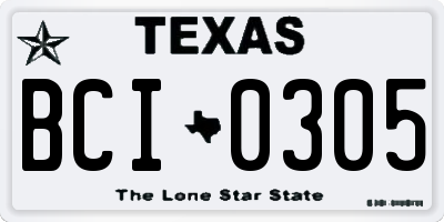 TX license plate BCI0305