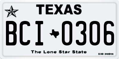 TX license plate BCI0306
