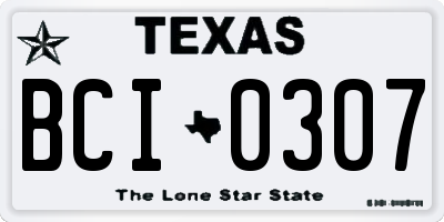 TX license plate BCI0307