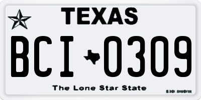TX license plate BCI0309