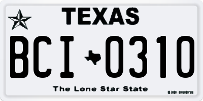 TX license plate BCI0310