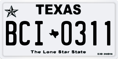 TX license plate BCI0311