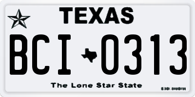 TX license plate BCI0313