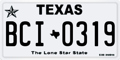 TX license plate BCI0319