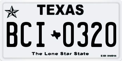 TX license plate BCI0320