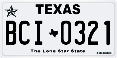 TX license plate BCI0321