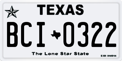 TX license plate BCI0322