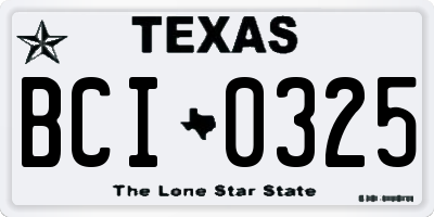 TX license plate BCI0325