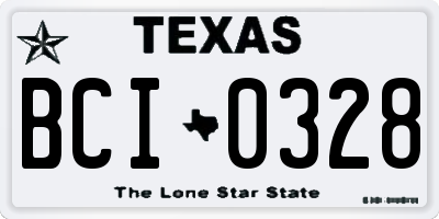 TX license plate BCI0328