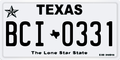 TX license plate BCI0331