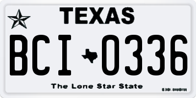 TX license plate BCI0336