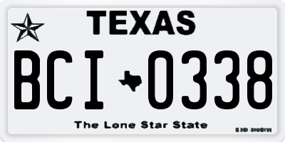 TX license plate BCI0338