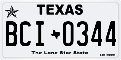 TX license plate BCI0344