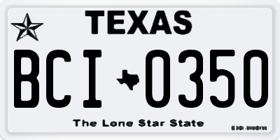 TX license plate BCI0350