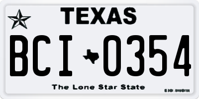 TX license plate BCI0354