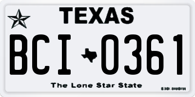 TX license plate BCI0361