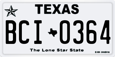 TX license plate BCI0364
