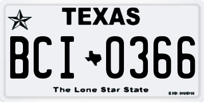 TX license plate BCI0366