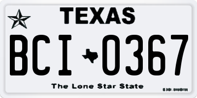 TX license plate BCI0367