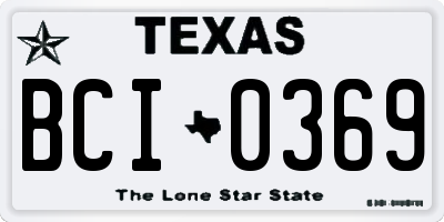 TX license plate BCI0369