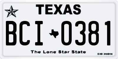 TX license plate BCI0381