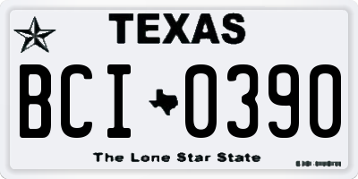 TX license plate BCI0390