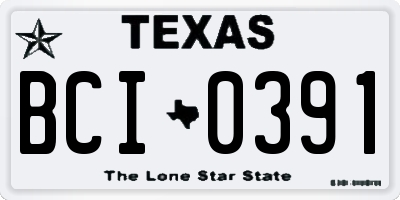 TX license plate BCI0391