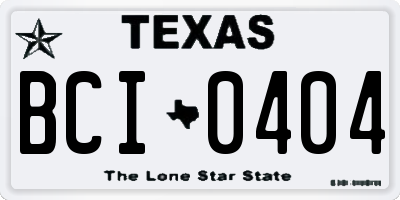 TX license plate BCI0404