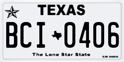 TX license plate BCI0406
