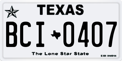 TX license plate BCI0407