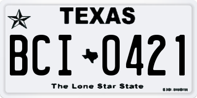 TX license plate BCI0421