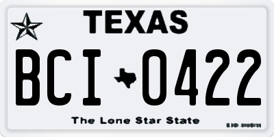 TX license plate BCI0422